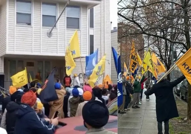 Indian embassy  in USA attacked  by Khalistani