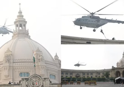 Mock drill: Commandos landed from the helicopter on the Vidhan Bhawan building